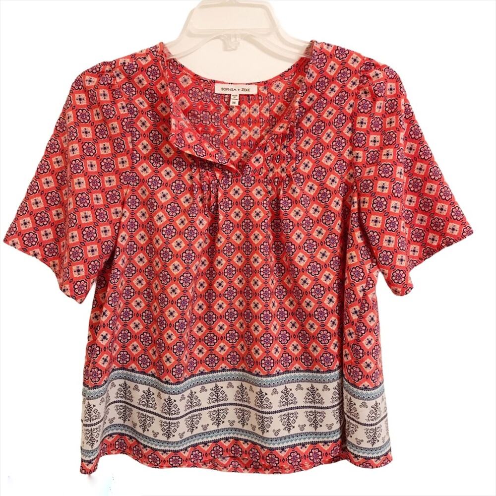 Sophia + Zeke Boho Blouse Size Medium